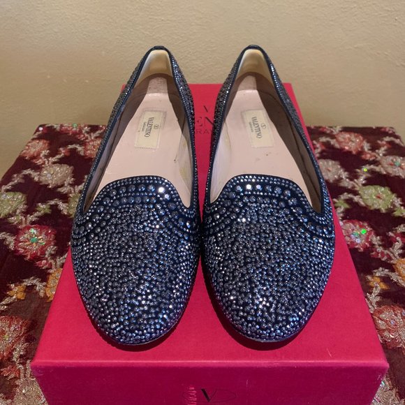 Valentino Black Crystal loafer flats sz. 36 / 6 - Picture 1 of 5